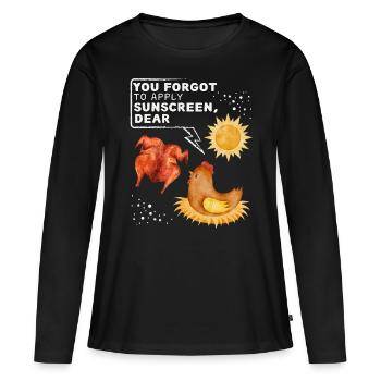 Drôle de poulet disant, blague de poulet bain de soleil - T-shirt manches longues Premium bio Femme - noir - Devant - Julia (174cm)
