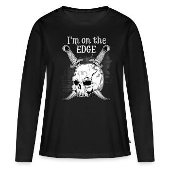 Funny skull, skull with dagger, saying - Women's Premium Organic Long Sleeve Shirt - black - Front - Julia (174cm)