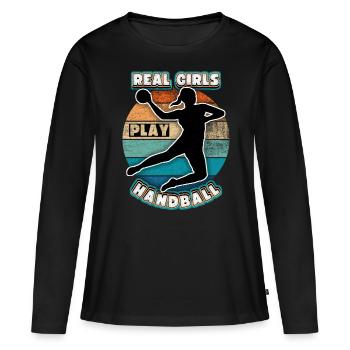 Handball Handball Joueur de sport Dicton arc-en-ciel - T-shirt manches longues Premium bio Femme - noir - Devant - Julia (174cm)