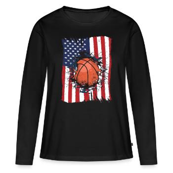 Basketball USA Fan Merch America National Flag - Women's Premium Organic Long Sleeve Shirt - black - Front - Julia (174cm)