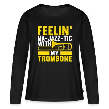 Posaune Trombone - T-shirt manches longues Premium bio Femme - noir - Devant - Julia (174cm)