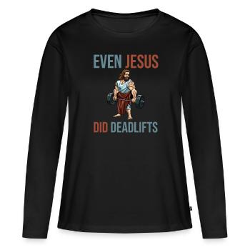 Même Jésus a soulevé des muscles - T-shirt manches longues Premium bio Femme - noir - Devant - Julia (174cm)