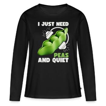 Pois, drôle de dicton, style 3D, jeu de mots, jeu de mots - T-shirt manches longues Premium bio Femme - noir - Devant - Julia (174cm)