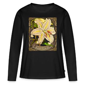 Lys vintage, Lys tigre, Illustration botanique - T-shirt manches longues Premium bio Femme - noir - Devant - Julia (174cm)