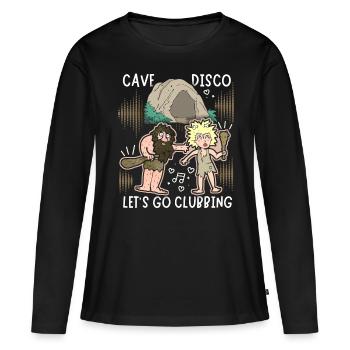 Neanderthal joke, Disco, Funny saying, Pun - Women's Premium Organic Long Sleeve Shirt - black - Front - Julia (174cm)
