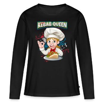 Kebab Queen, Funny Kebab Saying, Doner Kebap - Women's Premium Organic Long Sleeve Shirt - black - Front - Julia (174cm)