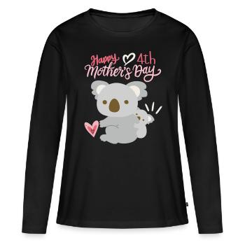 Happy Mother's Day, Koala mit Baby, 4. Muttertag - Frauen Premium Bio Langarmshirt - Schwarz - Vorne - Julia (174cm)