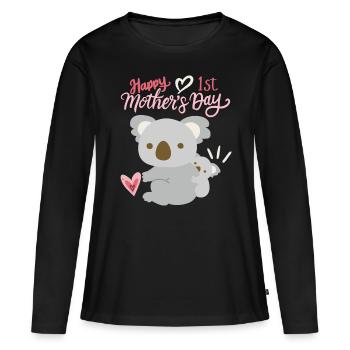 Happy Mother's Day, Koala mit Baby, 1. Muttertag - Frauen Premium Bio Langarmshirt - Schwarz - Vorne - Julia (174cm)