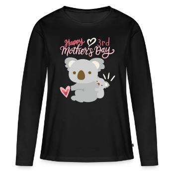 Bonne fête des mères, Koala avec bébé, 3e fête des mères - T-shirt manches longues Premium bio Femme - noir - Devant - Julia (174cm)