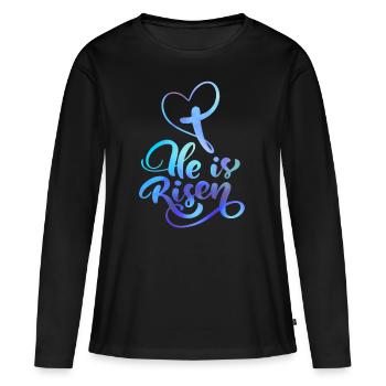 Pâques Jésus-Christ Résurrection Dire - T-shirt manches longues Premium bio Femme - noir - Devant - Julia (174cm)