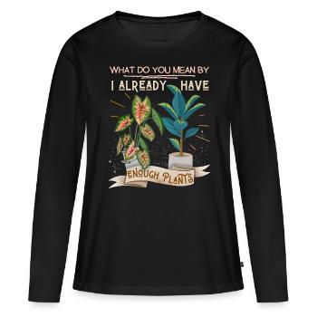 Plant-Daddy, Plant-Mommy, Plant Lover Plantes en pot - T-shirt manches longues Premium bio Femme - noir - Devant - Julia (174cm)