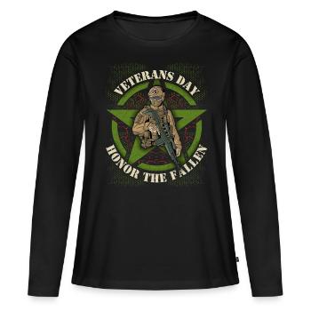 Veterans Day, Veteranentag, Gedenktag Spruch - Frauen Premium Bio Langarmshirt - Schwarz - Vorne - Julia (174cm)