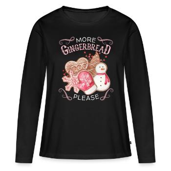 Pain d’épices, pain d’épices en pain d’épices, dicton amusant - T-shirt manches longues Premium bio Femme - noir - Devant - Julia (174cm)