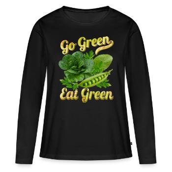 Grünes Gemüse, lustiger Spruch Veganer, Vegetarier - Frauen Premium Bio Langarmshirt - Schwarz - Vorne - Julia (174cm)