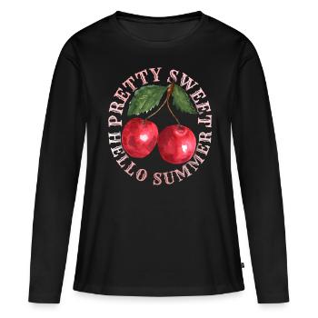 Cerise, cerise-fruit cerise-cerise Dicton d’été - T-shirt manches longues Premium bio Femme - noir - Devant - Julia (174cm)