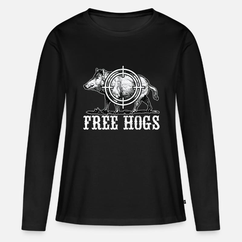 Cacciatori Caccia al cinghiale - Maglia a maniche lunghe ecologica premium da donna - nero