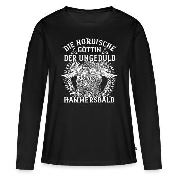 Nordische Wikinger Göttin der Ungeduld Hammersbald - Frauen Premium Bio Langarmshirt - Schwarz - Vorne - Julia (174cm)