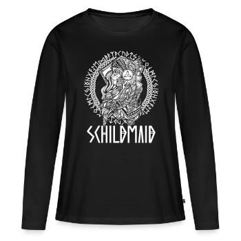 Wikinger Frau - Schildmaid Kriegerin Schönheit - Frauen Premium Bio Langarmshirt - Schwarz - Vorne - Julia (174cm)