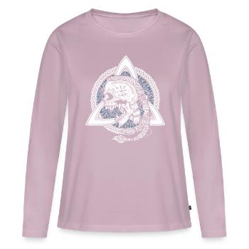 Occulte Viking Sorcières Symbole Runes Crâne Triskel - T-shirt manches longues Premium bio Femme - rose poudré - Devant - Julia (174cm)