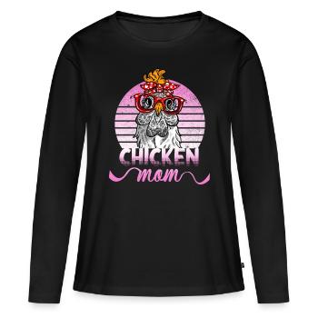 Chicken mom mother of chickens hen saying chicken - Women's Premium Organic Long Sleeve Shirt - black - Front - Julia (174cm)