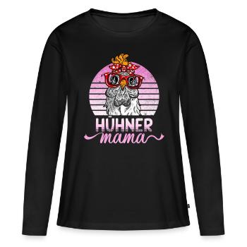 Hühner Mama Mutter Huhn Hennen Design Hühnerzucht - Frauen Premium Bio Langarmshirt - Schwarz - Vorne - Julia (174cm)