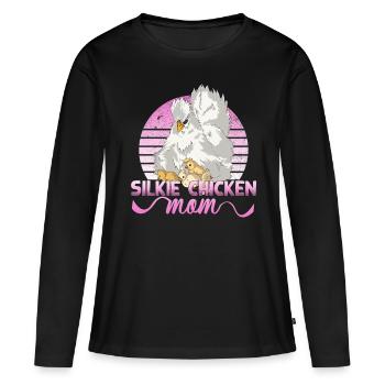 Silkie Poulet Maman Poulet Soyeux Poulet Maman Poulet - T-shirt manches longues Premium bio Femme - noir - Devant - Julia (174cm)