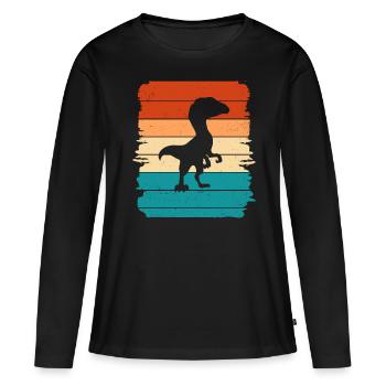 Dino - Frauen Premium Bio Langarmshirt - Schwarz - Vorne - Julia (174cm)