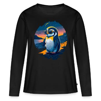 Niedlicher Pinguin - Frauen Premium Bio Langarmshirt - Schwarz - Vorne - Julia (174cm)