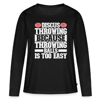 Lanceur de disque Lancer de disque - T-shirt manches longues Premium bio Femme - noir - Devant - Julia (174cm)