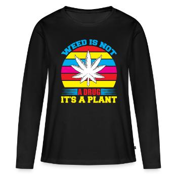 Cannabis Marijuana Weed Fumer - T-shirt manches longues Premium bio Femme - noir - Devant - Julia (174cm)