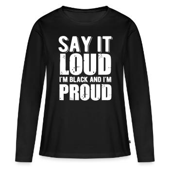 Mois de l’histoire des Noirs Histoire des Noirs - T-shirt manches longues Premium bio Femme - noir - Devant - Julia (174cm)