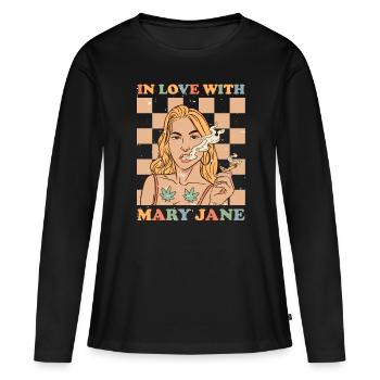 Cannabis Marijuana Weed Fumer - T-shirt manches longues Premium bio Femme - noir - Devant - Julia (174cm)