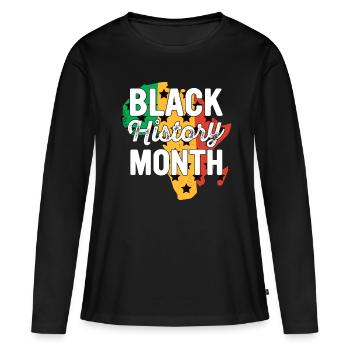 Mois de l’histoire des Noirs Histoire des Noirs - T-shirt manches longues Premium bio Femme - noir - Devant - Julia (174cm)