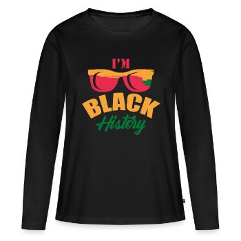 Mois de l’histoire des Noirs Histoire des Noirs - T-shirt manches longues Premium bio Femme - noir - Devant - Julia (174cm)