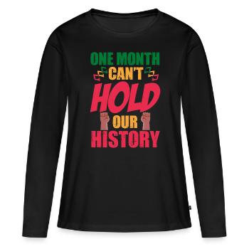 Mois de l’histoire des Noirs Histoire des Noirs - T-shirt manches longues Premium bio Femme - noir - Devant - Julia (174cm)