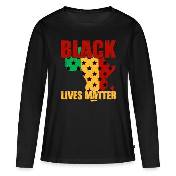 Mois de l’histoire des Noirs Histoire des Noirs - T-shirt manches longues Premium bio Femme - noir - Devant - Julia (174cm)