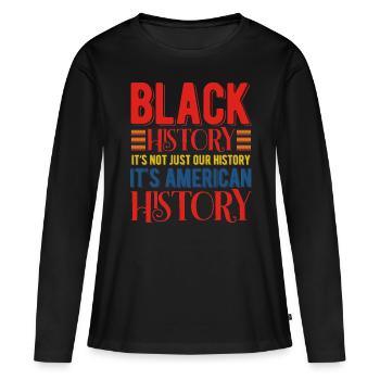 Mois de l’histoire des Noirs Histoire des Noirs - T-shirt manches longues Premium bio Femme - noir - Devant - Julia (174cm)