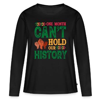 Mois de l’histoire des Noirs Histoire des Noirs - T-shirt manches longues Premium bio Femme - noir - Devant - Julia (174cm)