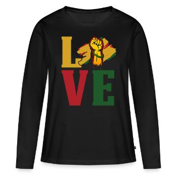 Mois de l’histoire des Noirs Histoire des Noirs - T-shirt manches longues Premium bio Femme - noir - Devant - Julia (174cm)