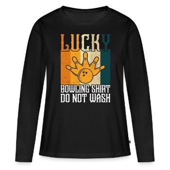 Bowling - T-shirt manches longues Premium bio Femme - noir - Devant - Julia (174cm)