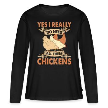 Poulets Élevage de poulets - T-shirt manches longues Premium bio Femme - noir - Devant - Julia (174cm)