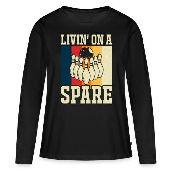 Bowling - T-shirt manches longues Premium bio Femme - noir - Devant - Julia (174cm)