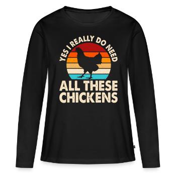 Poulets Poulet - T-shirt manches longues Premium bio Femme - noir - Devant - Julia (174cm)