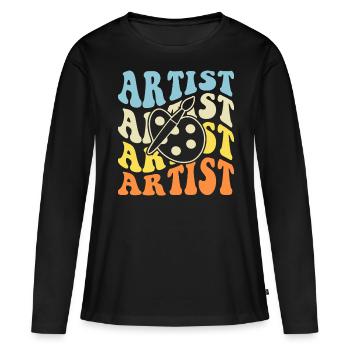 Artiste - T-shirt manches longues Premium bio Femme - noir - Devant - Julia (174cm)