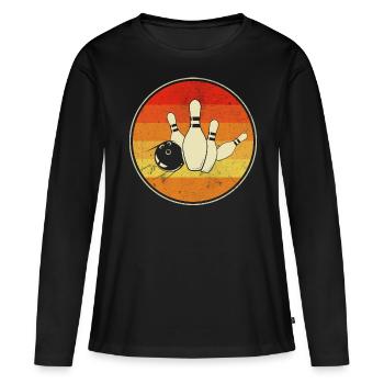 Bowling - T-shirt manches longues Premium bio Femme - noir - Devant - Julia (174cm)