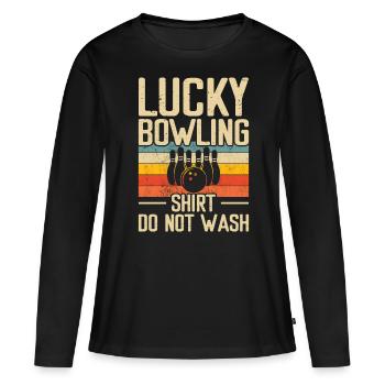 Bowling - T-shirt manches longues Premium bio Femme - noir - Devant - Julia (174cm)