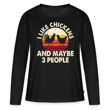 Poulets Poulet - T-shirt manches longues Premium bio Femme - noir - Devant - Julia (174cm)