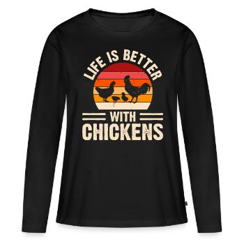 Poulets Poulet - T-shirt manches longues Premium bio Femme - noir - Devant - Julia (174cm)