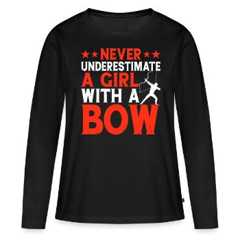 Bogenschütze Bogenschießen - Frauen Premium Bio Langarmshirt - Schwarz - Vorne - Julia (174cm)