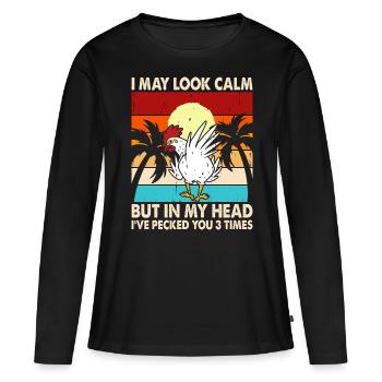 Poulets Poulet - T-shirt manches longues Premium bio Femme - noir - Devant - Julia (174cm)